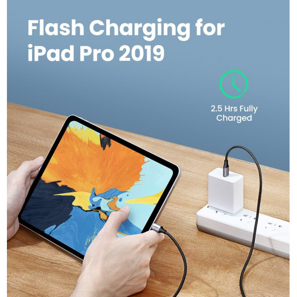 Кабель UGREEN US261 USB-C to USB-C PD Fast Charging Cable 3A Max Gray Black 1m (UGR-50150)