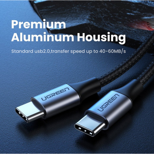 Кабель UGREEN US261 USB-C to USB-C PD Fast Charging Cable 3A Max Gray Black 1m (UGR-50150)