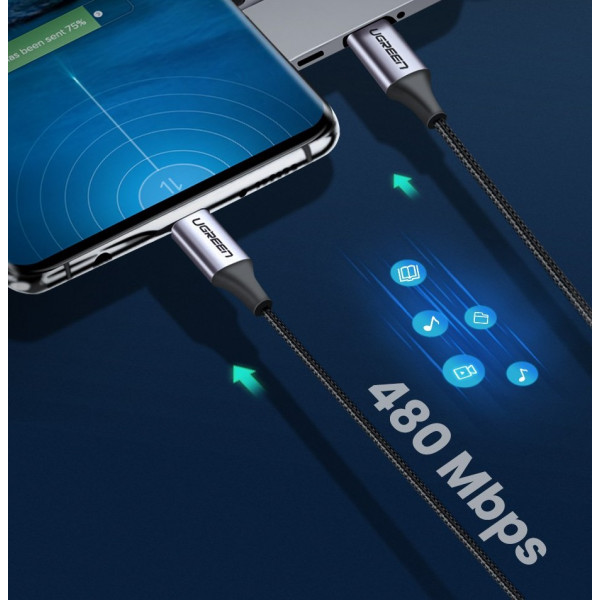 Кабель UGREEN US261 USB-C to USB-C PD Fast Charging Cable 3A Max Gray Black 1m (UGR-50150)