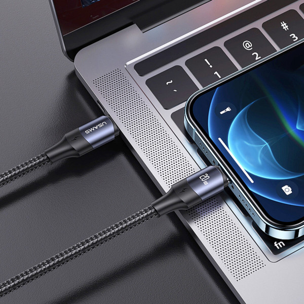 Кабель Usams US-SJ521 U71 Type-C to Lightning 20W PD Fast Charging & Data Cable 1.2m Чорний