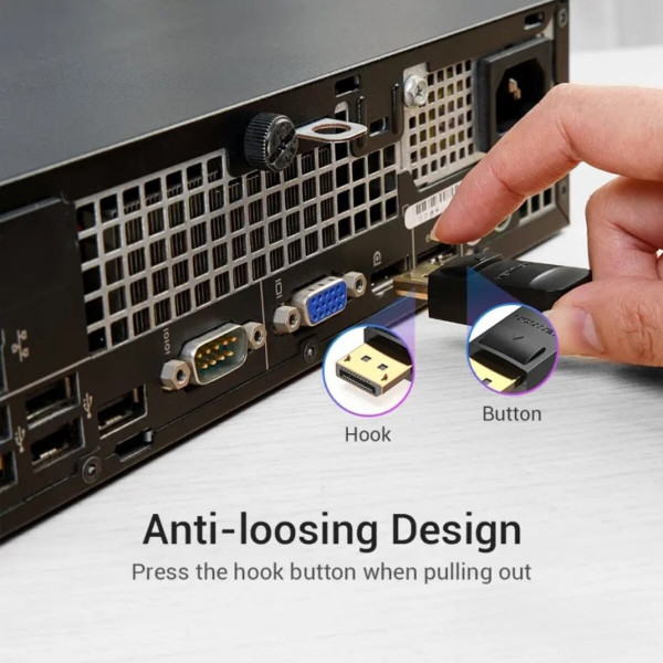 Кабель Vention DisplayPort 4К Cable 2M Чорний (HACBH)