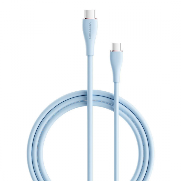 Кабель Vention USB 2.0 C Male to C Male 5A Cable 1.5M Light Блакитний Silicone Type (TAWSG)