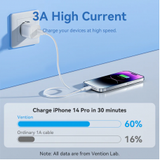 Кабель Vention USB 2.0 Type-C Male to Lightning Male 3A Cable 2M Чорний PVC Type