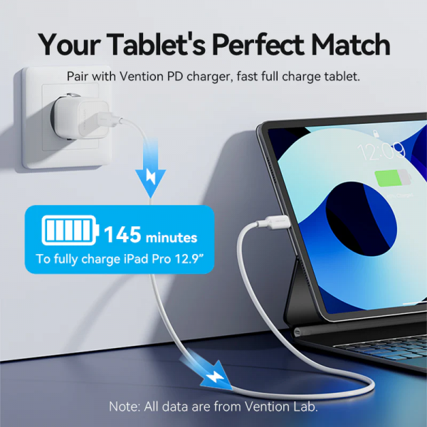 Кабель Vention USB 2.0 Type-C Male to Lightning Male 3A Cable 2M Чорний PVC Type