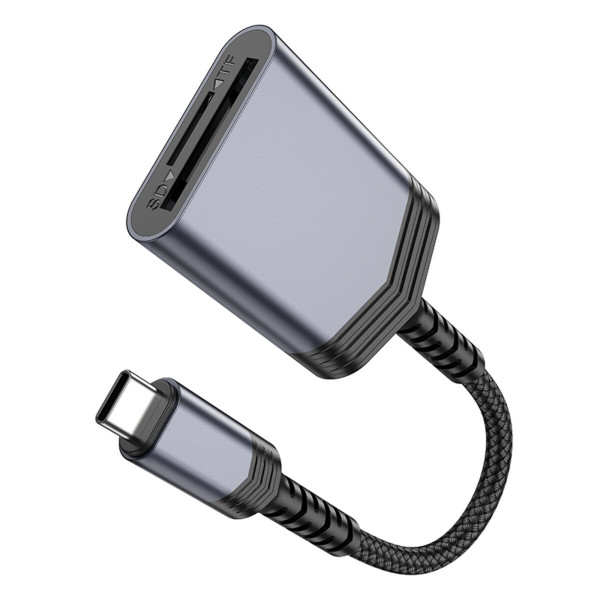Кардридер HOCO UA25 2-in-1 card reader Type-C Metal Gray
