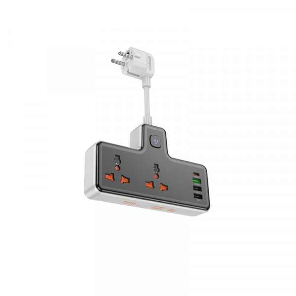 Мережевий подовжувач HOCO AC12A Reise 2-position expansion socket(PD30W/1C3A) Black (6942007607094)