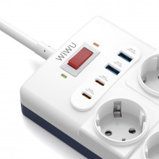 Мережевий подовжувач WIWU 14 in 1 20W GaN Power Strip 2C+2A+10AC Wi-S008 EU (2 m) White (6977703656268)