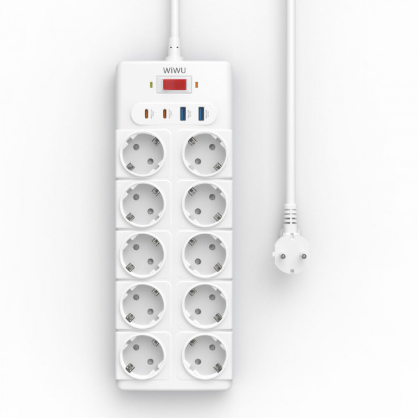 Мережевий подовжувач WIWU 14 in 1 20W GaN Power Strip 2C+2A+10AC Wi-S008 EU (2 m) White (6977703656268)