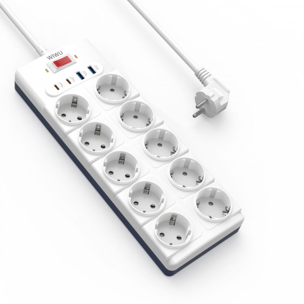 Мережевий подовжувач WIWU 14 in 1 20W GaN Power Strip 2C+2A+10AC Wi-S008 EU (2 m) White (6977703656268)