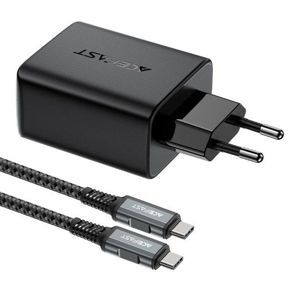 Мережевий зарядний пристрій ACEFAST A17 65W GaN multi-function HUB charger set Black