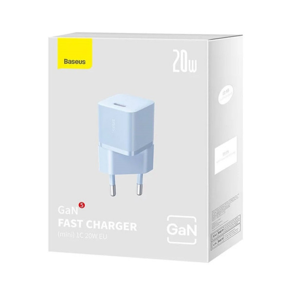 Мережевий зарядний пристрій Baseus GaN5 Fast Charger(mini) 1C 20W EU Блакитний