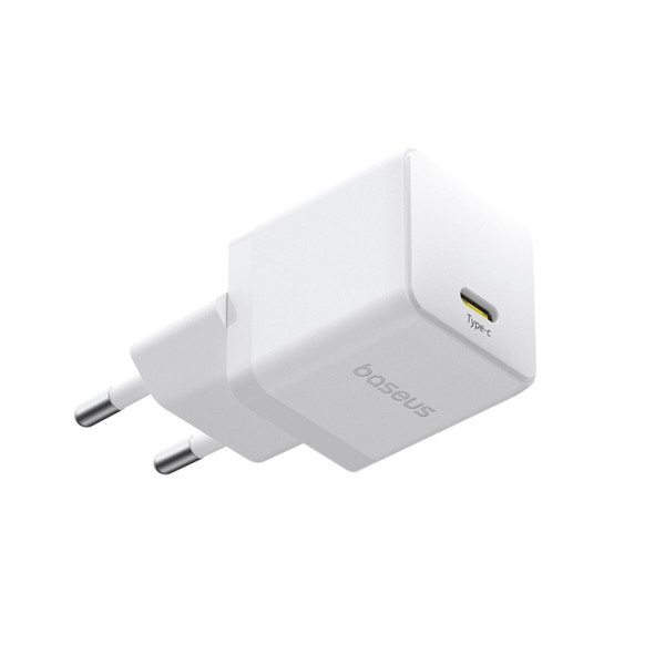 Мережевий зарядний пристрій Baseus Palm Fast Charger 1C 30W EU Moon White(With:Baseus Mini White Cable Type-C to Type-C 60W(20V/3A) 1m Moon White)