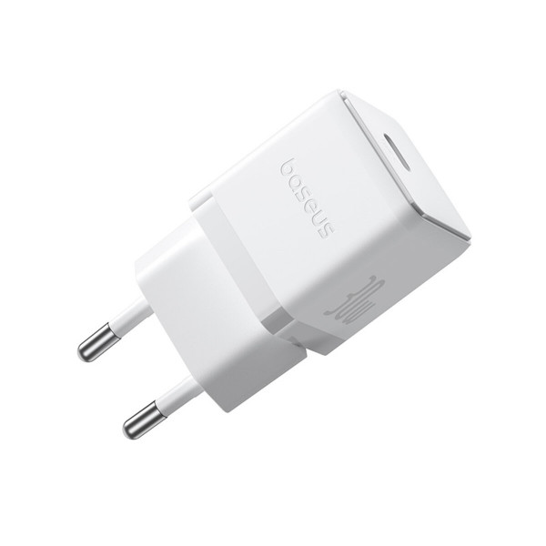 Мережевий зарядний пристрій Baseus Palm Fast Charger 1C 30W EU Moon White(With:Baseus Mini White Cable Type-C to Type-C 60W(20V/3A) 1m Moon White)
