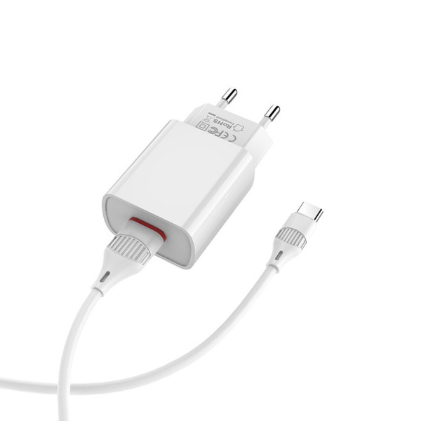 Мережевий зарядний пристрій BOROFONE BA20A Sharp single port charger set(Type-C) 10.5W Білий