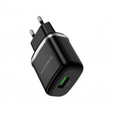 Мережевий зарядний пристрій BOROFONE BA36A High speed single port QC3.0 charger set18W Чорний