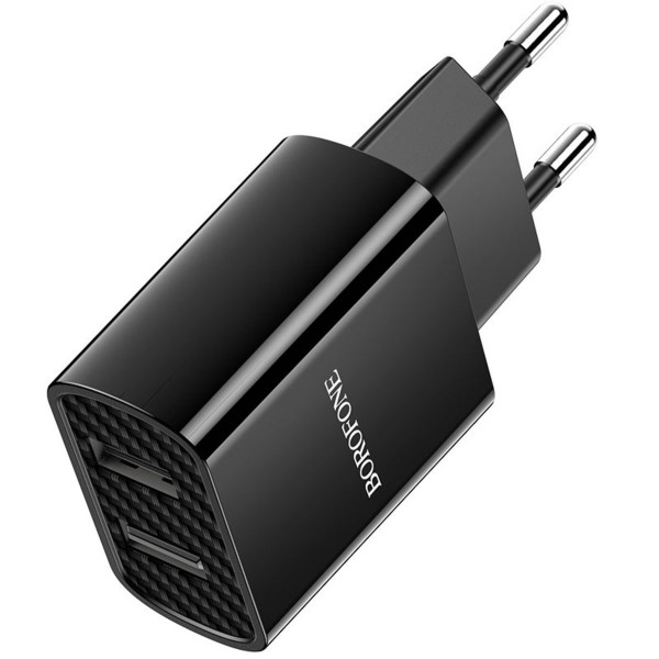 Мережевий зарядний пристрій BOROFONE BA53A Powerway dual port charger 10.5W Чорний