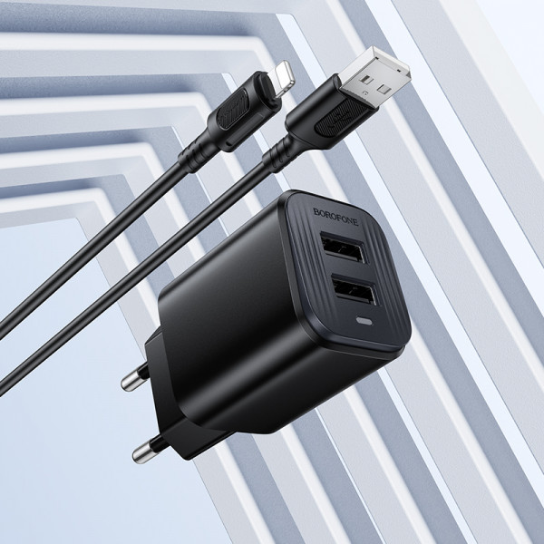 Мережевий зарядний пристрій BOROFONE BAS81A Star dual-port charger set (Type-C) (EU) Black (6941991126680)