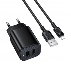 Мережевий зарядний пристрій BOROFONE BAS81A Star dual-port charger set (Type-C) (EU) Black (6941991126680)