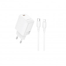 Мережевий зарядний пристрій BOROFONE BN26 Fuente single-port PD20W charger set (C to iP) (EU) White