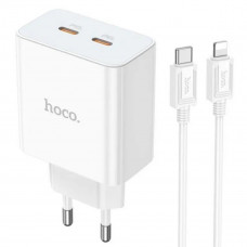 Мережевий зарядний пристрій HOCO C108A Leader PD35W dual port(2C) charger set(C to iP) Білий