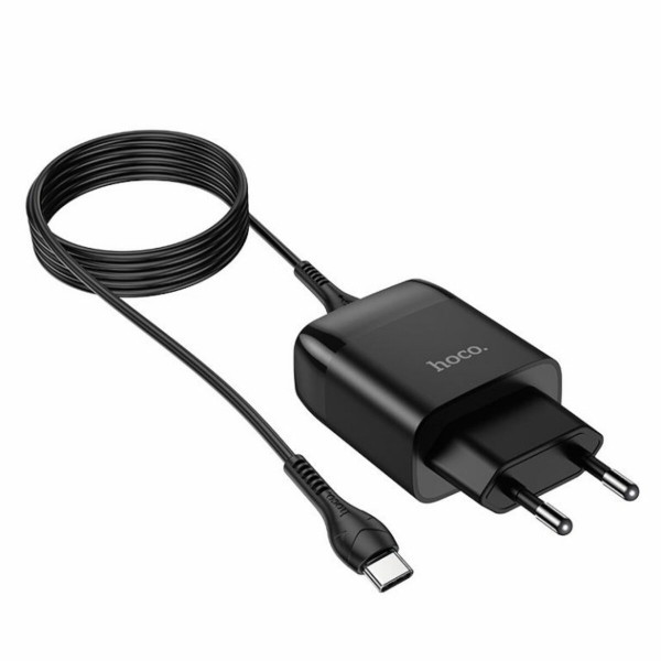 Мережевий зарядний пристрій HOCO C72Q Glorious single port QC3.0 charger set(Type-C) 18W Чорний