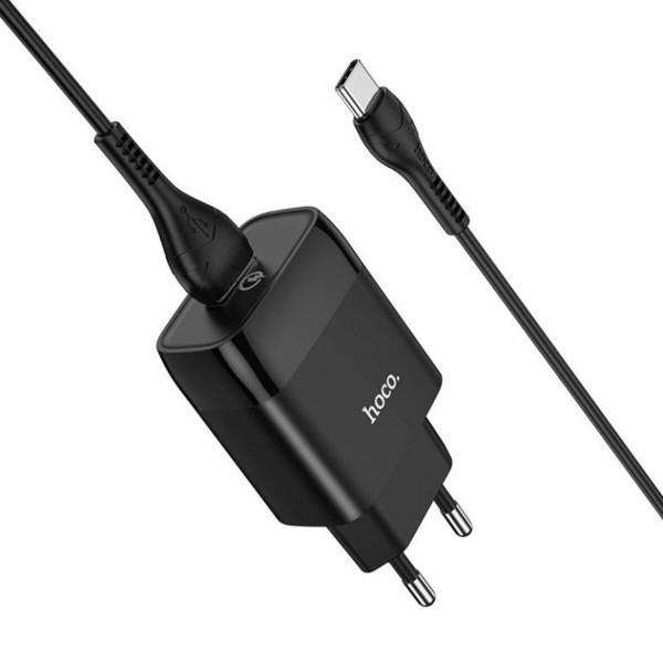 Мережевий зарядний пристрій HOCO C72Q Glorious single port QC3.0 charger set(Type-C) 18W Чорний