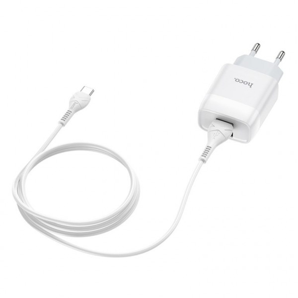Мережевий зарядний пристрій HOCO C73A Glorious dual port charger set(Type-C) 12W Білий