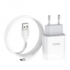 Мережевий зарядний пристрій HOCO C73A Glorious dual port charger set(Type-C) 12W Білий