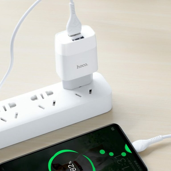 Мережевий зарядний пристрій HOCO C73A Glorious dual port charger set(Type-C) 12W Білий