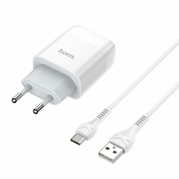 Мережевий зарядний пристрій HOCO C73A Glorious dual port charger set(Type-C) 12W Білий