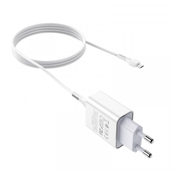 Мережевий зарядний пристрій HOCO C81A Asombroso single port charger set(Micro) 10.5W Білий