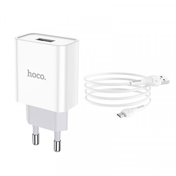 Мережевий зарядний пристрій HOCO C81A Asombroso single port charger set(Micro) 10.5W Білий