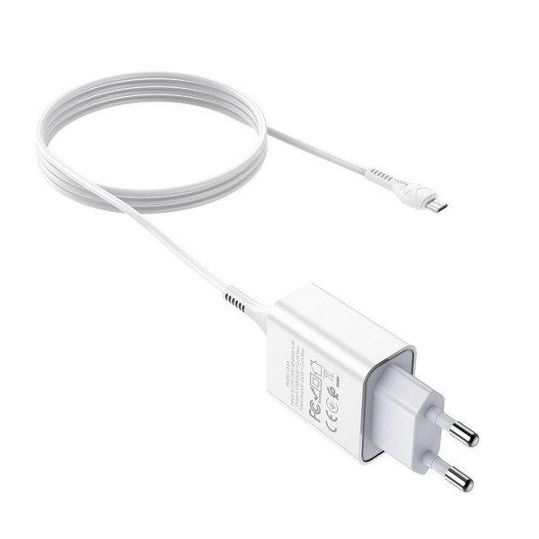 Мережевий зарядний пристрій HOCO C81A Asombroso single port charger set(Micro) 10.5W Білий
