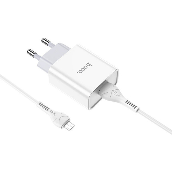 Мережевий зарядний пристрій HOCO C81A Asombroso single port charger set(Micro) 10.5W Білий