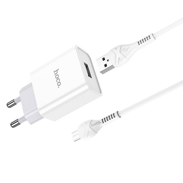 Мережевий зарядний пристрій HOCO C81A Asombroso single port charger set(Micro) 10.5W Білий