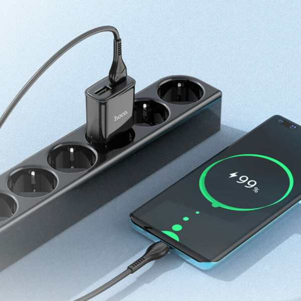 Мережевий зарядний пристрій HOCO C88A Star round dual port charger set(Type-C) 12W Чорний