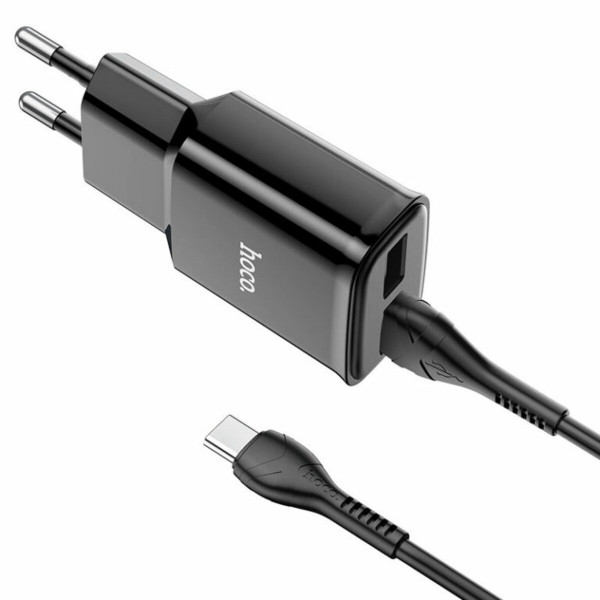 Мережевий зарядний пристрій HOCO C88A Star round dual port charger set(Type-C) 12W Чорний