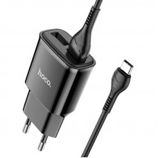 Мережевий зарядний пристрій HOCO C88A Star round dual port charger set(Type-C) 12W Чорний
