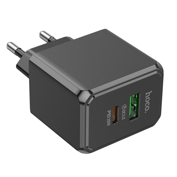 Мережевий зарядний пристрій HOCO CS14A Ocean PD20W+QC3.0 charger Чорний