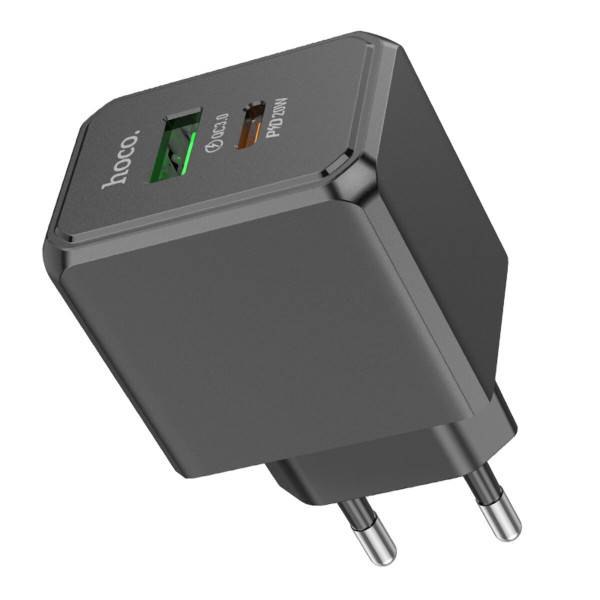 Мережевий зарядний пристрій HOCO CS14A Ocean PD20W+QC3.0 charger Чорний