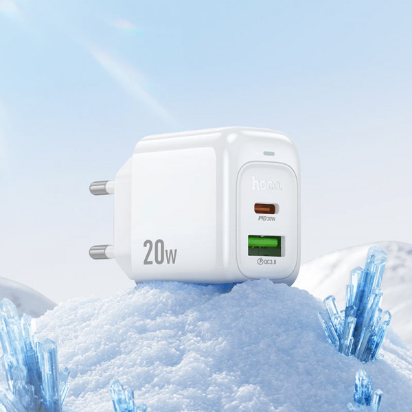 Мережевий зарядний пристрій HOCO CS54A Surplus PD20W+QC3.0 charger White (6942007631518)