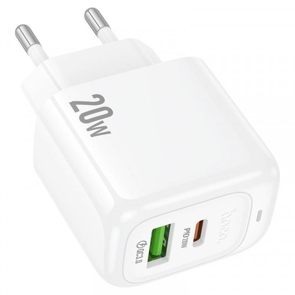Мережевий зарядний пристрій HOCO CS54A Surplus PD20W+QC3.0 charger White (6942007631518)