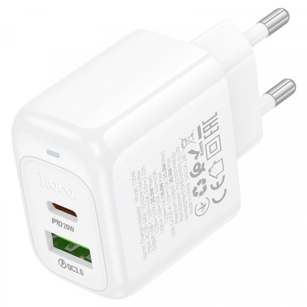 Мережевий зарядний пристрій HOCO CS54A Surplus PD20W+QC3.0 charger White (6942007631518)