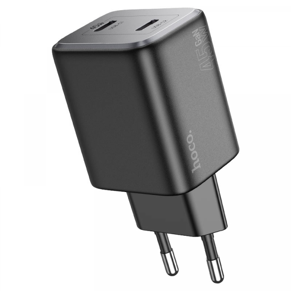 Мережевий зарядний пристрій HOCO N42 Elogiado dual-port PD45W(2C) charger set(C to iP) Чорний