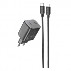 Мережевий зарядний пристрій HOCO N42 Elogiado dual-port PD45W(2C) charger set(C to iP) Чорний