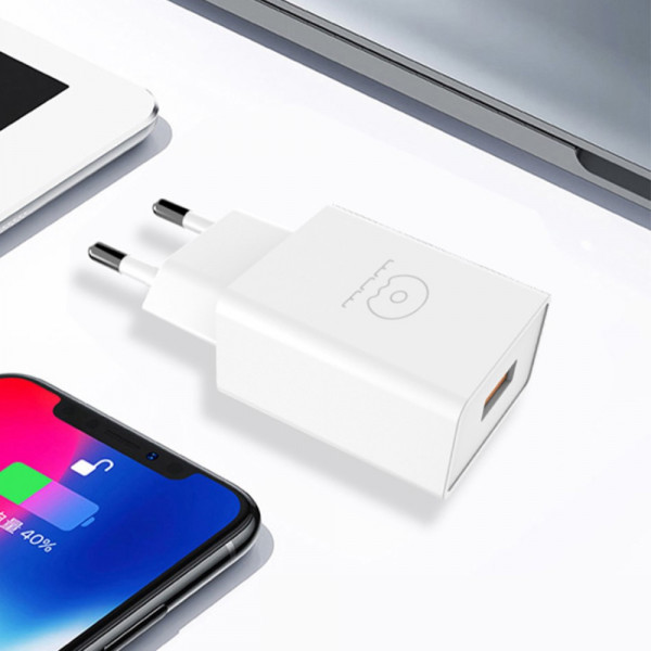 Мережевий зарядний пристрій WUW-C186 Single USB charger (6972573336371)