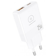 Мережевий зарядний пристрій WUW-C217 PD 25W USB A + Type-C white