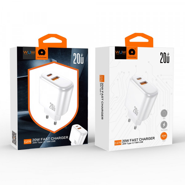 Мережевий зарядний пристрій WUW-C276 PD20W+QC18W (6978749570204)