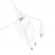 Мережевий зарядний пристрій з кабелем BOROFONE BA21A Pro Long journey single port PD20W charger set(C to iP) White (6941991111419)