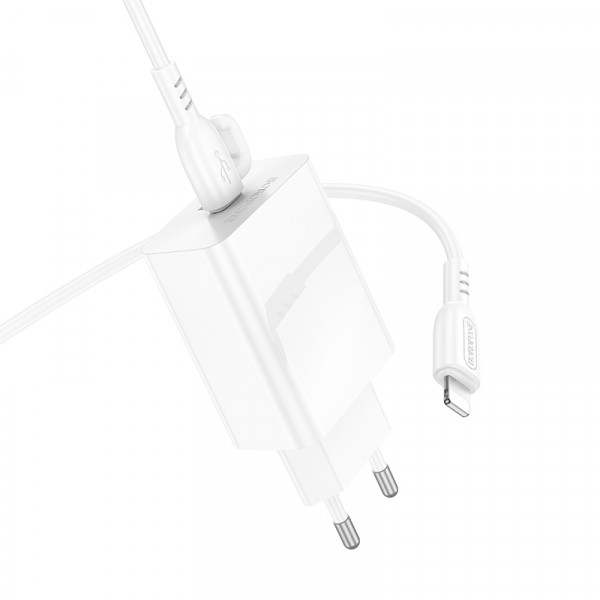 Мережевий зарядний пристрій з кабелем BOROFONE BA21A Pro Long journey single port PD20W charger set(C to iP) White (6941991111419)